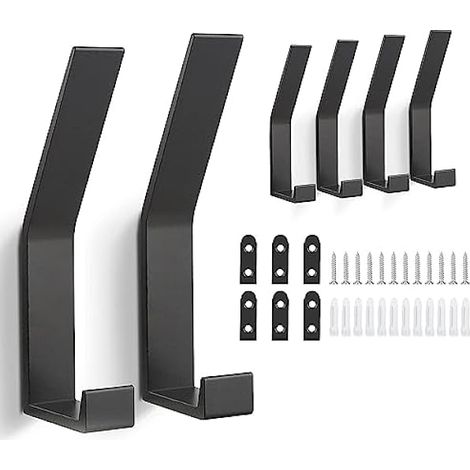6 Stück Garderobenhaken, Kleiderhaken, Garderobenhaken Schwarz, Kleiderhaken Wand, Kleiderhaken Garderobe, Haken zum Schrauben, Handtuchhaken zum Bohren, für Badezimmer, Schlafzimmer, Tür, Schrank (1/5)