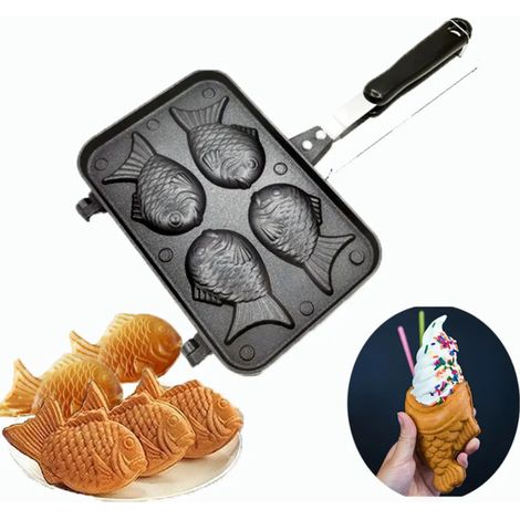 (4 moules) Moule à gaufres japonaises en forme de poisson, moule à crêpes taiyaki (1/5)
