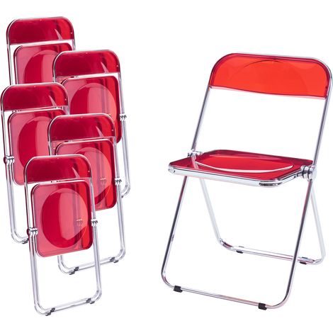 Klappstuhl Pornainen 6er Set Rot, transparent [en.casa] (1/5)