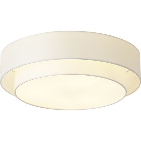 QAZQA Modern Ceiling Light White 50cm 3-Light - Drum Duo (1/5)