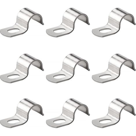 Diameter 12 mm Single Hole U-Clamp 304 Stainless Steel U-Tube Clamp Ring Clamp Rigid Wire Mesh Fastener for Fixing Cables, Wires and Pipes (1/5)
