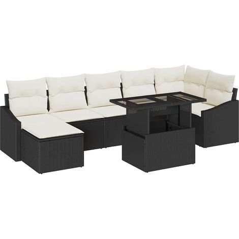 Maison Exclusive - Gartensofa-set mit Kissen 8 pcs Schwarz und Cr