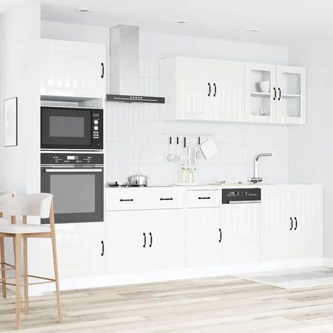 Ensemble de Meubles de Cuisine Lucca 7 Pièces - Design Moderne en Bois d'Ingénierie à Finition Laquée Blanche Brillante (1/5)