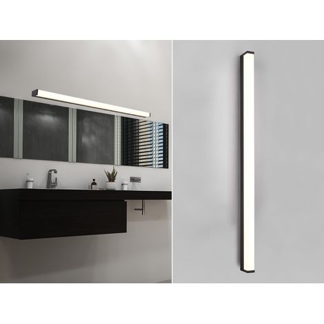 LED Badezimmer Wandleuchte FABIO in Schwarz - Spiegelleuchte, Breite 120cm (1/5)