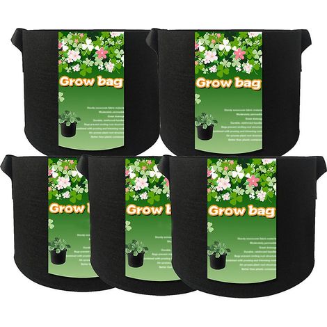 Lot de 5 pots de culture robustes en tissu épais de 7 gallons (26,5 litres) pour pépinière et rempotage. (1/5)