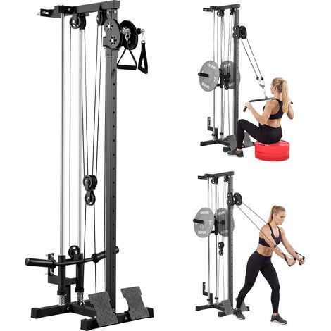 VEVOR Lat Machine da Parete, Macchina a Cavi da Parete 3 in 1, Lat Tower Professionale per Allenamenti Pulldown, Schiena Tricipiti a Casa e Palestra, Altezza Regolabile a 18 Livelli, Carico Max 227 kg