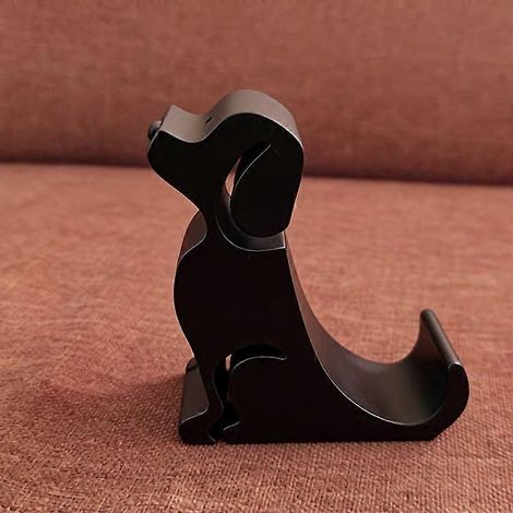 Support de téléphone en forme de chien (noir), support de bureau minimaliste pour smartphones universels, cadeau de décoration original (1/5)