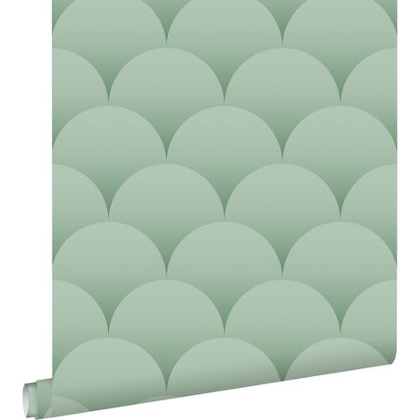 papier peint art déco vert grisé  - ESTAhome (1/5)
