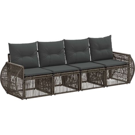 Gartensofa-set 4 pcs Grau und Dunkelgrau Poly-Rattan vidaXL