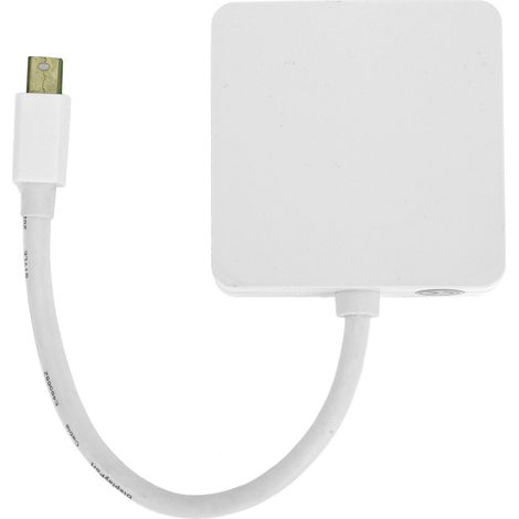 Adaptateur 3-en-1 Mini DP vers DP DVI HDMI 1080p Haute Définition pour ordinateur et TV (Blanc) (1/5)
