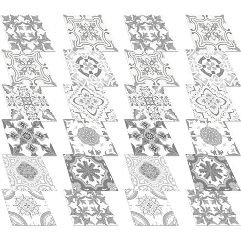 24 Pièces Autocollant Mural pour Carrelage Cuisine en Pvc Argenté, Tile Sticker Anti-huile Résistant et Facile à Poser, pour Plan de Travail et Décoration Murale (1/5)
