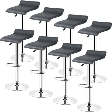 Hofuton Tabouret de Bar Lot de 8, Tabouret de Bar Design, Chaise de Bar Rouge Pivotant et Réglable en Hauteur 57 cm - 77 cm, Noir (1/5)