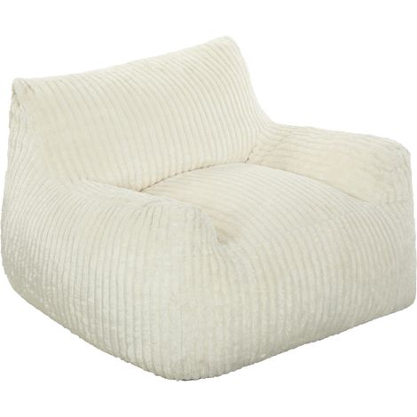 HOMCOM sillón de suelo con respaldo y reposabrazos, sofá de suelo de pana sin estructura con acolchado grueso, sin montaje, para salón, crema (1/5)