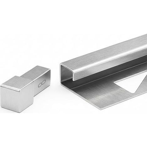 Embout rail carrelage, profilé carré acier inoxydable V2A, hauteur : 8 mm, 10 mm, 11 mm, coin intérieur extérieur, profilé carrelage (10 mm) (1/5)