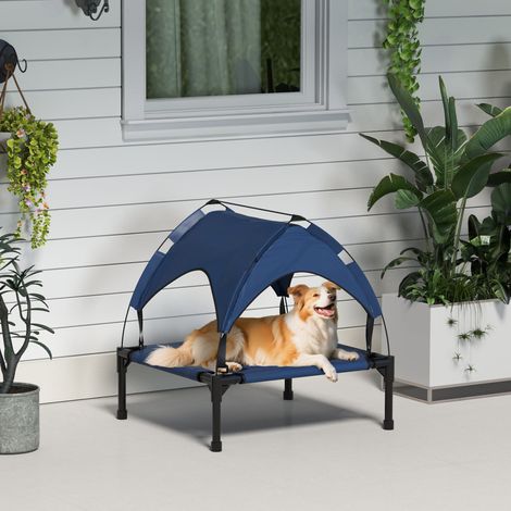 Cuccia per cani con tettoia, traspirante, idrorepellente, fino a 20 kg, 76 x 61 x 69,5 cm, blu scuro