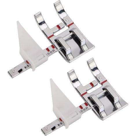 Lot de 2 pieds-de-biche en acier inoxydable avec finition brillante et plaque de guidage pour machines à coudre.