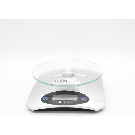 Balance de cuisine numérique gris argenté, balance de précision 20 x 15 cm avec plateau en verre (1/5)
