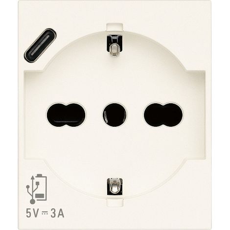 Presa Schuko 16A con USB tipo C 3A 2P+T Vimar Linea Bianca 30210.USBB (1/2)