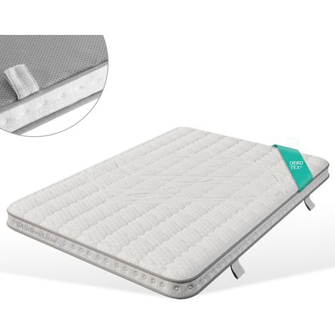 Matelas 140 x 200 cm 7 zones à ressorts ensachés et mousse froide, H3, blanc DESVIAE (1/5)