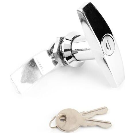 Rear Attachment T-Handle Lock Toolbox Garage Door Lock with Keys for Trailer Caravan Awning (Silver (1/5)