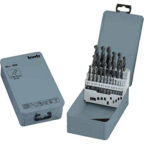 kwb KRAFTIXX Set di punte per metallo HSS - Set di punte per metallo, 25 pezzi, Ø da 1 a 13 mm (passo 0,5 mm) (1/3)