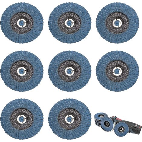 Lot De 8 Disques Abrasifs à Lamelles 76 MMx10MM, Grain 40/60/80/120 Kit De Mélange Ponçage Efficace Disques, Pour Enlever Ebavure, Rouille, Polissage, Finition(Bleu) (1/5)