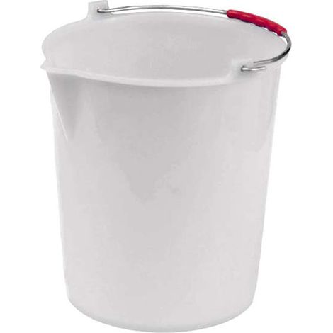 Cubeta de polietileno blanca con pico, capacidad 6 litros