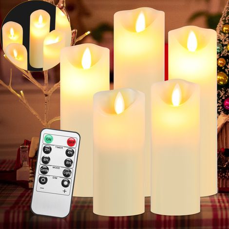Jopassy Candele a LED Set di 5 candele decorative Candela senza fiamma con telecomando a 10 tasti Fiamma LED lampeggiante bianca (1/5)
