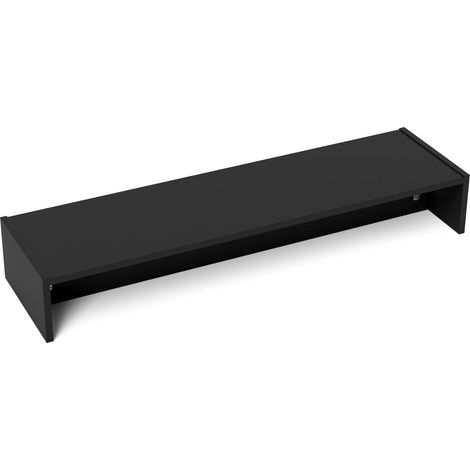 Rehausseur écran PC 100 cm, support moniteur noir à deux tiroirs, organiseur de bureau pour ordinateur (1/5)