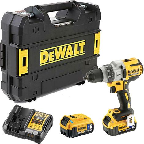 Dewalt DCD991P2B-GB 18V XR Brushless Premium Drill Driver - 2x 5Ah Bluetooth Batteries, Charger & Tstak Case