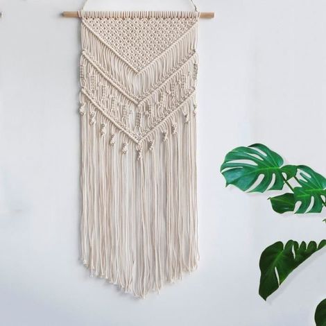 Tenture murale - Maison Bohemienne - Macrame - Beige - Rectangulaire - Ethnique (1/4)