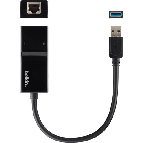 B2B048 Belkin Adaptateur USB 3.0 vers Gigabit Ethernet - Adaptateur USB-A 3.0 vers RJ45 Gigabit Ethernet