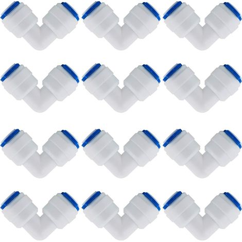 12 Pcs Accessoires De Filtre à Eau RO  Raccord De Buse 1/4 Pouces  90 Degree Right Angle Fast Docking  pour Raccorder Les Raccords De Tuyauterie d'eau, Tuyau de réfrigérateur (1/3)