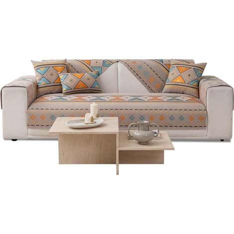 JSSEVN - Non-slip sofa cover, Chenille sofa protector, Boho sofa cover, Cat scratch-proof sofa cover 110 180cm - Light Curry (1 PC) (1/5)