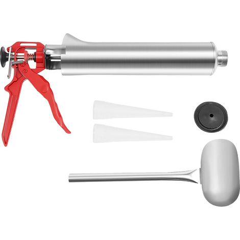 Pistola de calafateo, construcción duradera, diseño ergonómico, color plata. (1/2)