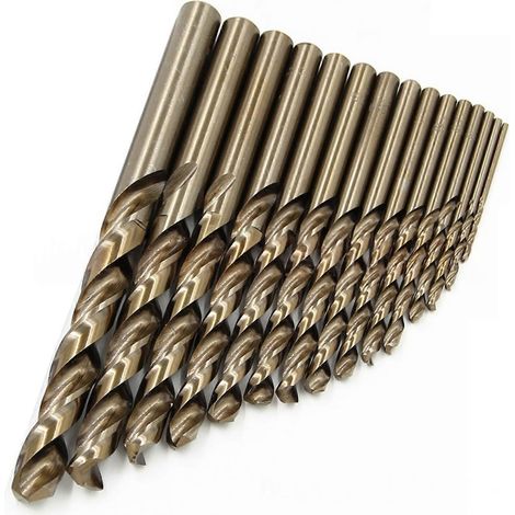 15 forets HSS au cobalt de 1,5 à 10 mm, M35, haute dureté, résistants à la chaleur et à l'usure, positionnement précis, évacuation des copeaux aisée, jeu de perçage robuste (1/5)
