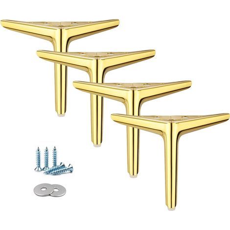 Lot de 4 pieds de meubles triangulaires dorés de 15 cm, pour canapé, table basse, meuble TV et autres meubles. (1/4)