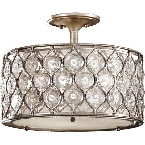 Elstead Lucia - 3 Light Semi Flush Deckenleuchte brüniertes Silber, E27 (1/4)