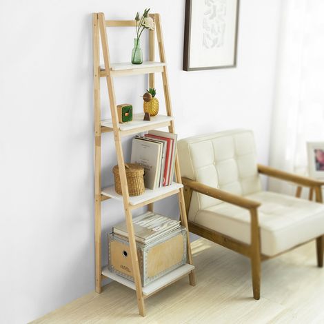 SoBuy Scaffale a Scala Libreria Portaoggetti per Bagno 4 ripiani FRG162-N