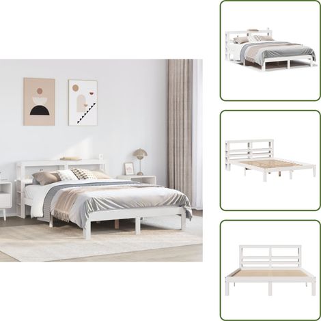Letto con ripiani - vidaXL Giroletto con Testiera Bianco 120x190 cm Legno Massello di Pino - Letto in legno massello
