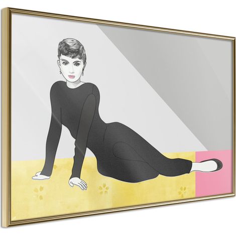Affiche Murale Encadrée "Elegant Audrey" 30 x 20 cm Or
