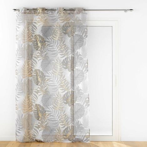 Homemaison – Voilage sablé taupe 140x240 cm – 100% polyester – Style nature dorée – Œillets métalliques pour filtration lumière (1/3)
