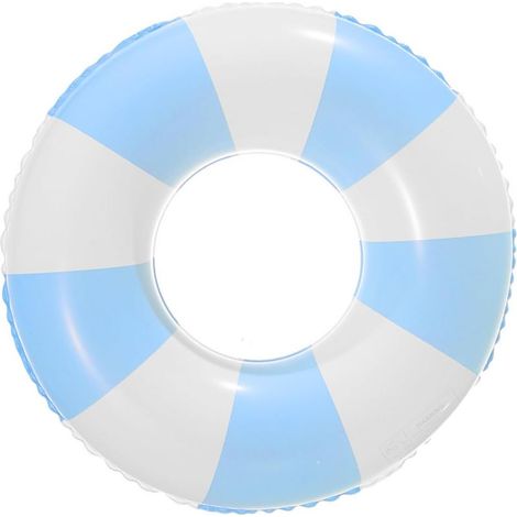 1 bouée gonflable pour enfants, bleu et blanc, à rayures, bouée d'exercice, bouée de natation épaisse, convient pour les fêtes d'été sur la plage et la piscine (1/4)