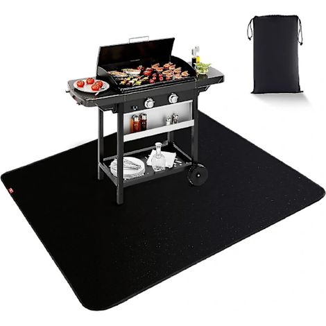 Filiyano-Tapis de protection de sol noir pour foyer extérieur, barbecue et fumoir. (1/5)