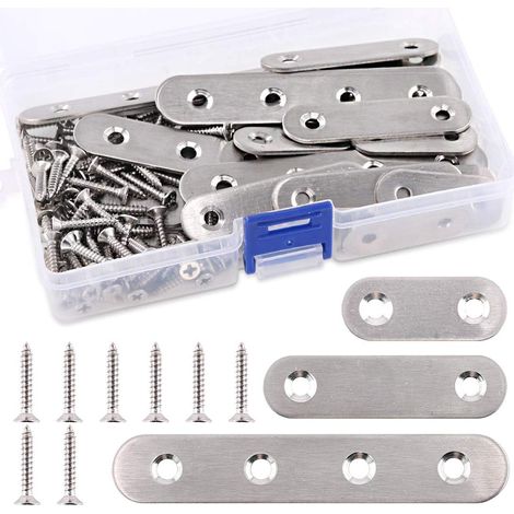 Paket mit 115 geraden, flachen Edelstahlträgern für Metallregale inklusive Schrauben, ideal für die Reparatur von Platten: 40/60/100 (1/5)
