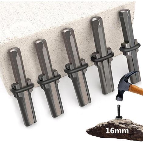 Steinspaltkeile, 5er-Pack, 16 mm, wiederverwendbar, hohe Härte, zum Brechen von hartem Stein, Fels und Granit. (1/5)