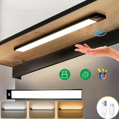Veilleuse LED intelligente ultra-fine, 40 cm, détecteur de mouvement, rechargeable par USB, pour armoire, chambre, cuisine (1/5)