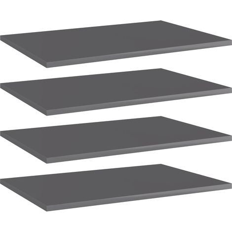 vidaXL Panneaux bibliothèque 4 pcs Gris brillant 60x40x1,5cm Aggloméré