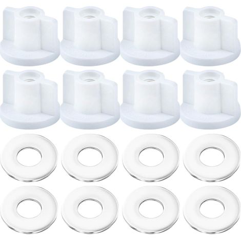 8 x Rear Seat Nuts, Screw Nuts for Toilet Seat 6 mm Plastic Replacement Lower Fixing Heavy Duty Toilet Seat Accessories Easy Assembly and Fixing (M6 Thread) (1/5)