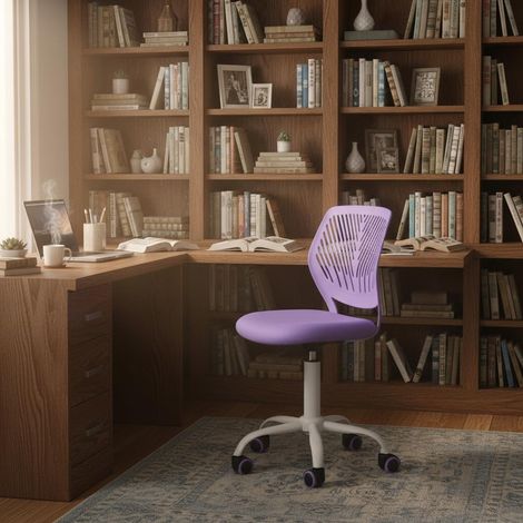 Chaise de Bureau, pivotante, Hauteur réglable, Rotation à 360 °, Housse en Tissu vérin à gaz, 130 kg, Dos en polypropylène, roulettes en polyuréthane (1/5)